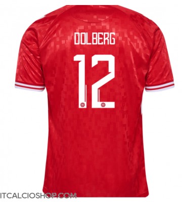 Danimarca Kasper Dolberg #12 Prima Maglia Europei 2024 Manica Corta